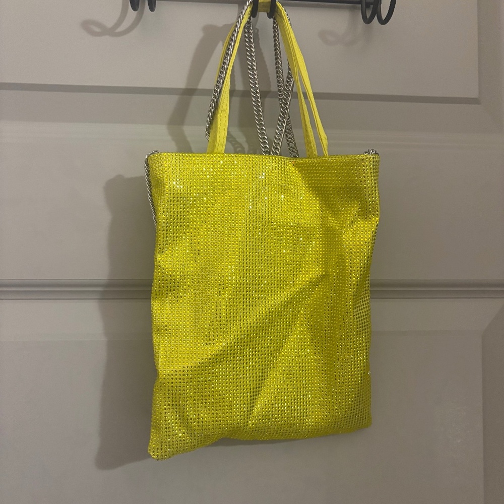 Neon Yellow Rhinestone Zara Bag